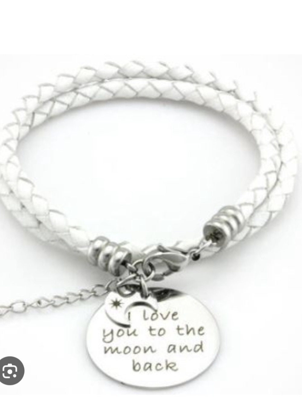 Balla “I Love You to the Moon and Back” Braided Leather Charm Bracelet New